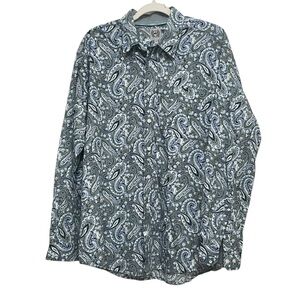 Cinch Men's Paisley Button Down Shirt - Blue and White